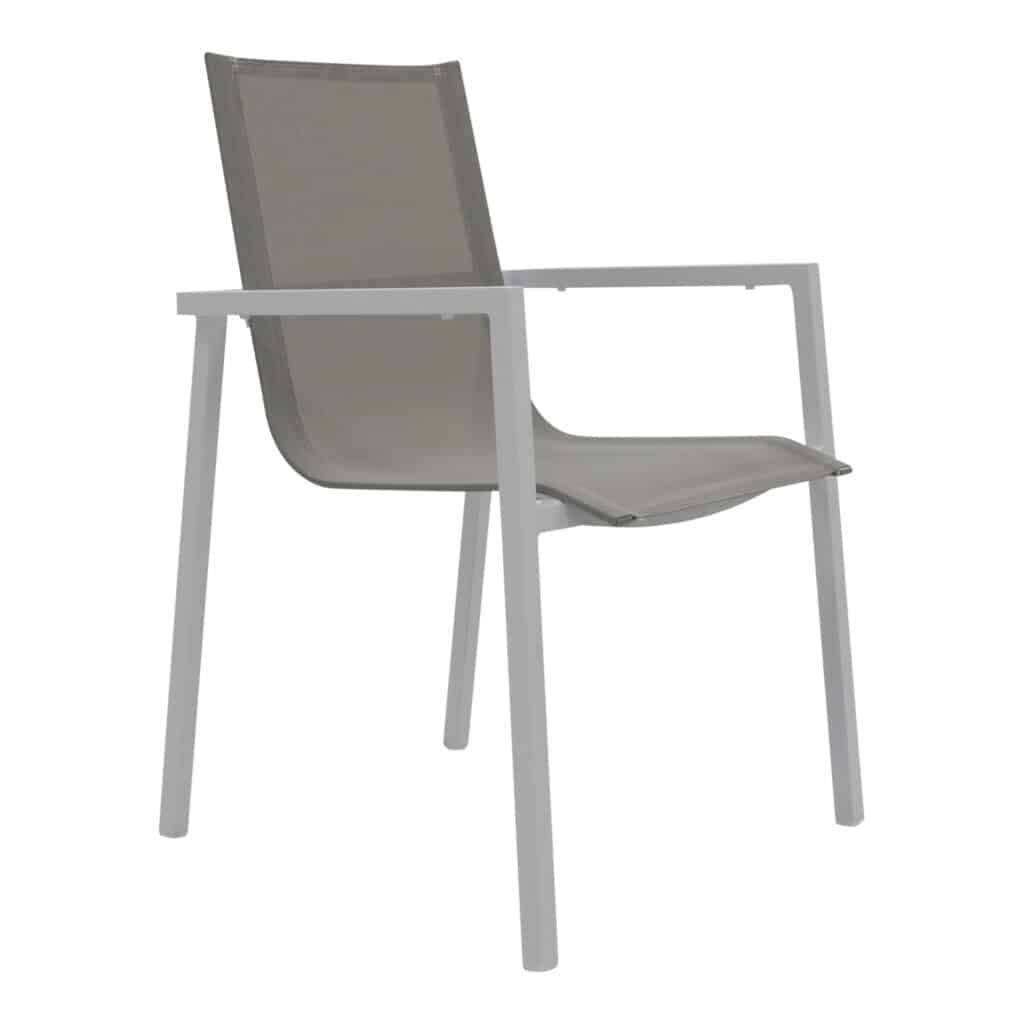 Sling Outdoor Dining Chair White-Light Grey_2 Front Angle