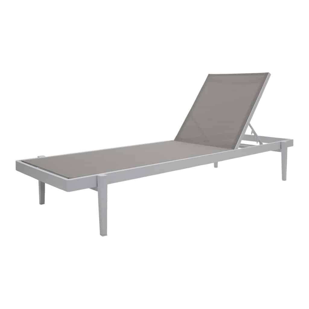 Sling Outdoor Sunlounger White-Light Grey_1 Front Angle